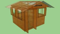 kleine Hütte mit ca 3x3m grundfläche (boden/innen) mit Sitzmöglichkeiten für ca 9-12 Personen