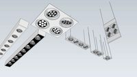 LED lighting fixtures - ceiling suspended - vray ies lights included