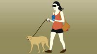 2d girl walking dog