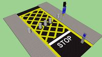 Road with automatic bollards