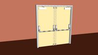 Commercial Wood Double Door (Type 2 Frame) - 36 in /w Door Closer and 2 Vert Pushbar Opener- Style 3