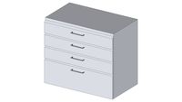 Unterschrank, 313-393, 900x780x520mm, für Untergestelle, 4 Schubkästen
