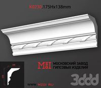 Карниз потолочный с рисунком лепнина гипс К0230.175Нx138mm