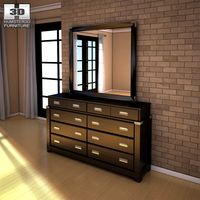 Ashley Diana Dresser & Mirror - 3D model.