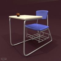 School Desk - Round Front3d model