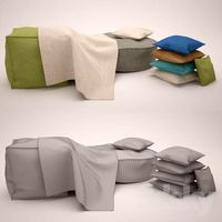 Cushions, footstools and plaid