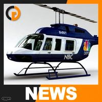 Helicopter - News Bell 206L with Interior3d model