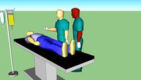 Operating table with patient