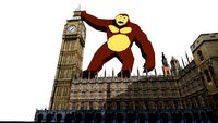 king kong attaking parliment biulding uk london