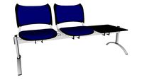 Bancadas Bell 2 asientos + mesa tapizado negro + azul oscuro