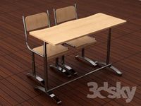 school desk and chairs