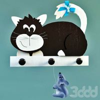 Деревянная фигурка - Кот и мышь