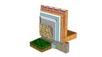 03.090.0301 Base of wall Adhered stone veneer, wood stud backing, lath & scratch coat