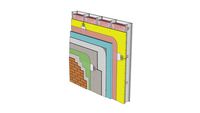 01.080.0223 Wall system Adhered brick, steel studs, gyp. sheathing, air/moisture barrier, CI, drai