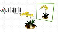 ARRANJO ORQUÍDEA AMARELA VASO DOURADO - CASEMIRO DECOR