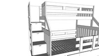 twin over full bunk bed with storage steps left