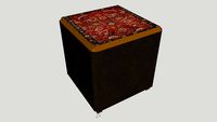 Puff Couro Marrom e Veludo - By rodycad