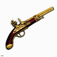antique gun pistol flintlock weapon arm3d model