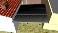 Toldo de Policarbonato com Viga-Calha entre casa e edícula Polysolution