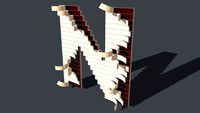 N - 3D Laminated Wood Letter