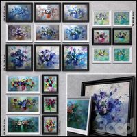 Abstract art paintings-vase with colorful flowers