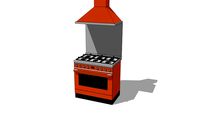 Smeg Portofino CPF9G Dual Fuel Range Orange Cooker, splashback & hood