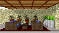 3D wooden pot with indoor plant