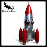Retro Style Space Rocket 3D Model