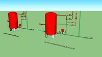 Produzione ACS con accumulo, mix termostatico e by-pass antilegionella - DHW production with storage