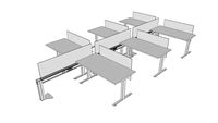 fluidconcepts - Fence & Height Adj Tables - 6 Pack L Config, Double Sided