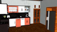 kitchen set pink minimalis