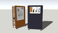 Privacy and acoustic furniture - Pillow Space acoustic room divider, whiteboard, LCD, Storage