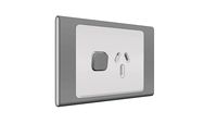 S3015C-SV, Clipsal Iconic Styl - Skin Socket Switch Horizontal Single, Silver