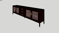 French Contemporary Glass 4-Door Media Console