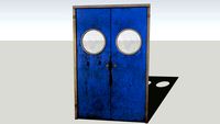 Worn blue restaurant door