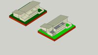 Volumetric house with sloping roof