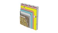 03.080.0223 Wall system Adhered stone, steel stud framing, gyp. sheathing, air/moisture barrier, C