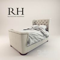 CHURCHILL FABRIC SLEIGH BED WITH FOOTBOARD