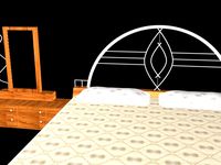 Bed with dressing table 3D Model