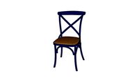 Tradition - Chaise bistrot en rotin et bouleau bleu indigo