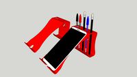 MAXX DIAMOND - Suporte Porta Celular + Caneta de Mesa - Alumínio - Vermelho