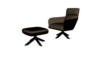 Christie Lounge Chair and Ottoman in Warm Gray and Distressed Gray Leathers