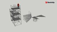 3-tier Layher-style ring-lock tower with 36-inch stair tread