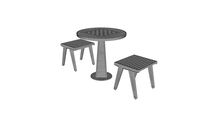Set de Mesa Ajedrez Redonda Base Chica + 2 Bancos / Round Chess Small Base Table + 2 Stools Set / MXR-ALM-S-M07