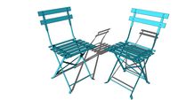 Guinguette Pro 2 chaises de jardin pliantes en métal époxy bleu pétrole H80 REF 178639 PRIX 69.99