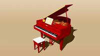 Red grand piano