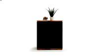 Chiara high bookshelf 4 doors 2 drawers black highgloss / oiled oak