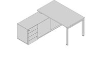 Mesa Gerente com armário credenza - PLU7365 - 4Gavetas esq.