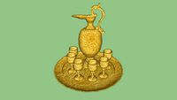 Gold Wine Ewer or Pitcher and Goblets
