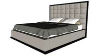 Ludlow Cal King Bed in Pearl Gray Eco Leather and Gray Oak by Modloft